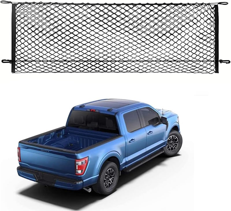 Leezhen Bed Cargo Net Compatible with 2015-2025 Ford F150, F250, F350 Trucks, Black, Polypropylene (PP) Material, ABS Hooks - Image 1